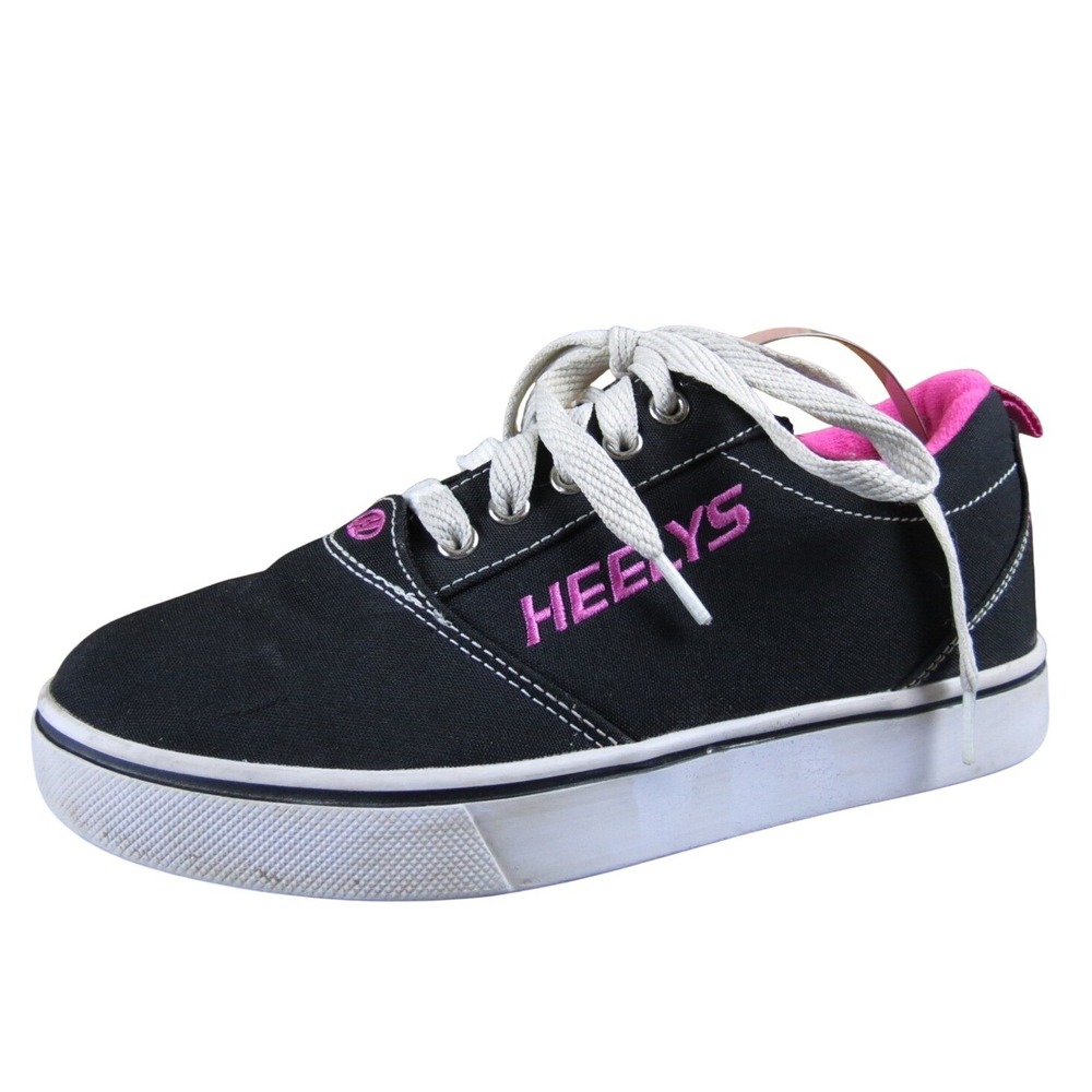 Heelys Pro‎ 20 Kids' Girls 5 Black Pink Canvas Lace-Up Skate Shoes